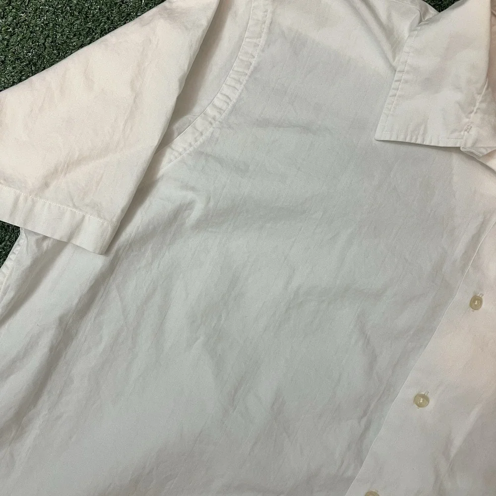 VTG Polo Ralph Lauren Short Sleeve Open Collar Button Up Shirt Mens XXL White